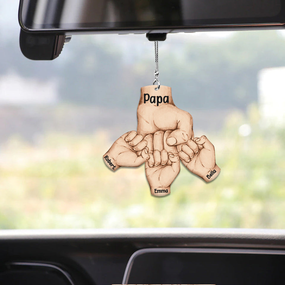 Bisous - Ornement de voiture personnalisé pour papa - Motif « Fist Bump »