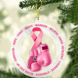 Hope Fight Brave - Breast Cancer Awareness Transparent Ornament