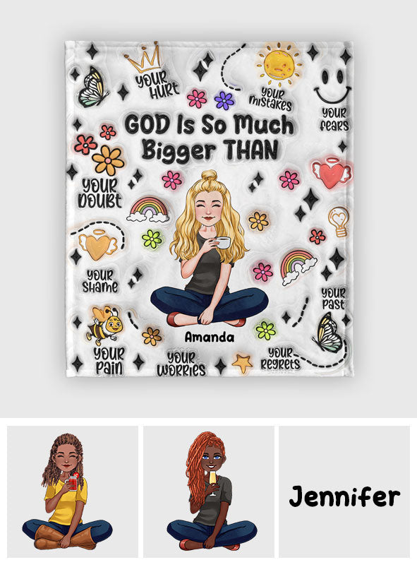 God Is So Much Bigger Than - Personalized Christian Blanket