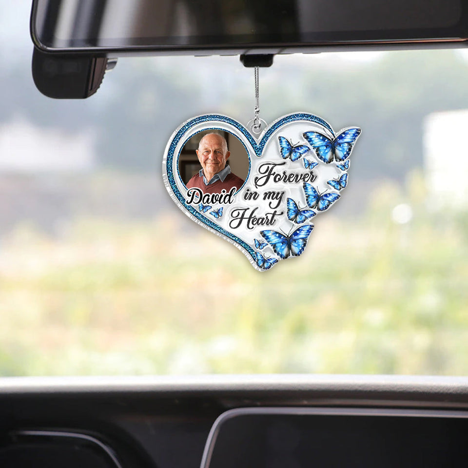 Forever In My Heart - Personalized Memorial Custom Shaped Car Ornament