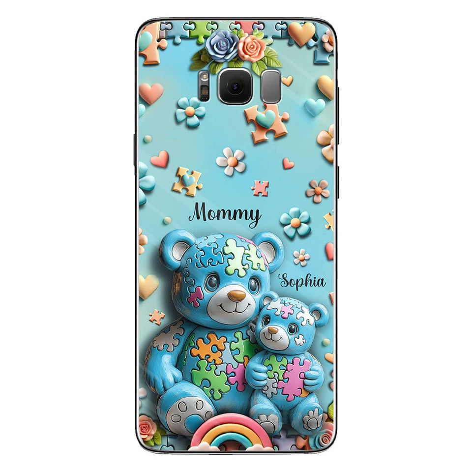 Coque de téléphone personnalisée Maman Ours pour la sensibilisation à l'autisme