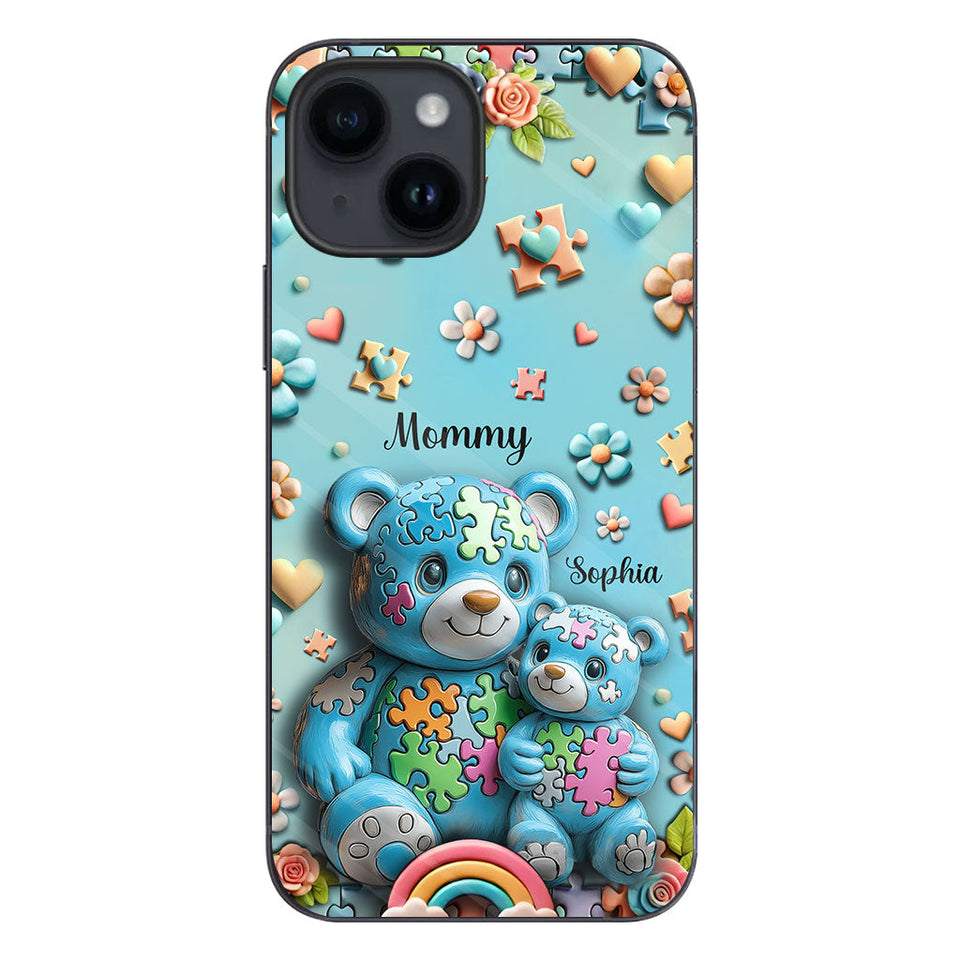 Coque de téléphone personnalisée Maman Ours pour la sensibilisation à l'autisme