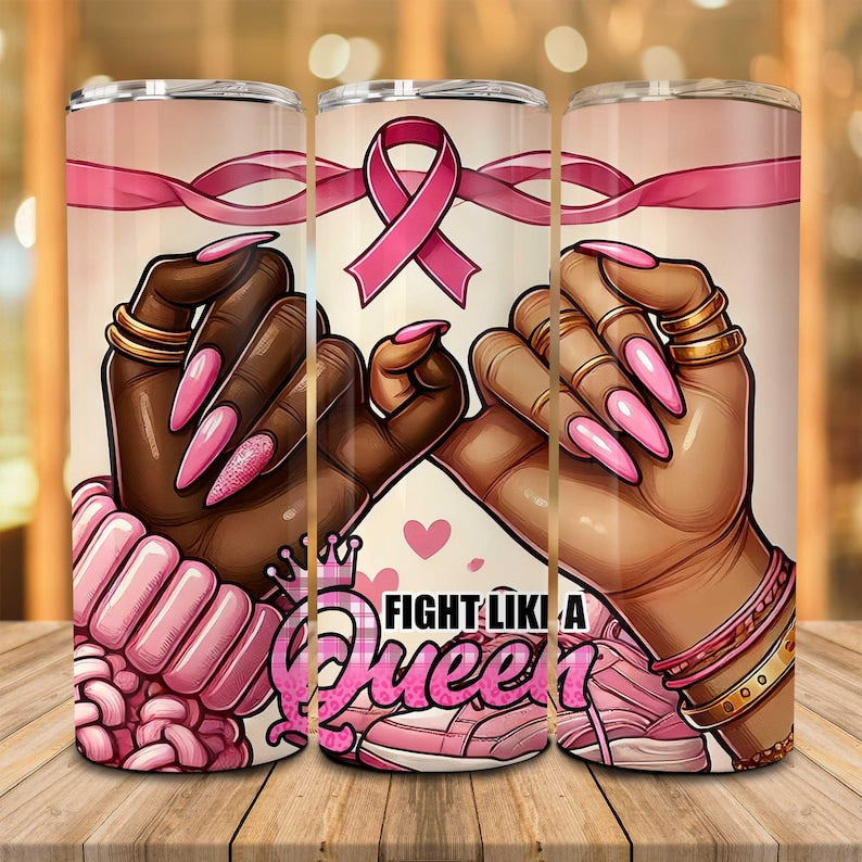 Combattez comme une reine ! Reine survivante du cancer du sein Sensibilisation au cancer du sein Gobelet mince 0924