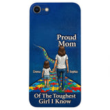 Proud Dad Of The Toughest Boy I Know - Personalized Autism Awareness 3D Embossed Leather Phone Case