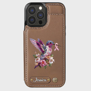Breast Cancer Awareness Hummingbird - Personalized Breast Cancer Awareness Wallet Phone Case