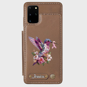 Breast Cancer Awareness Hummingbird - Personalized Breast Cancer Awareness Wallet Phone Case