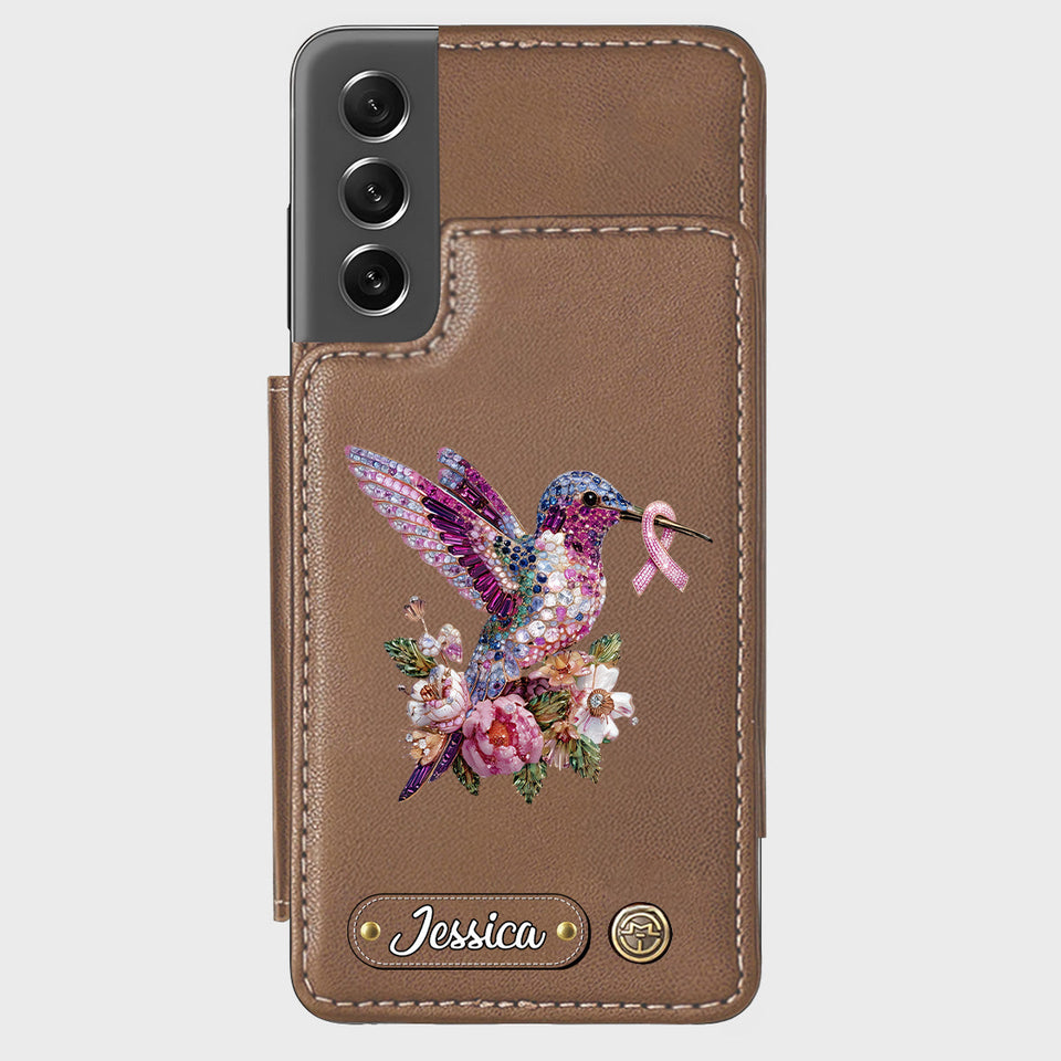 Breast Cancer Awareness Hummingbird - Personalized Breast Cancer Awareness Wallet Phone Case