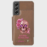 Skull And Ribbon - Personalized Breast Cancer Awareness Wallet Phone Case