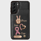 Peace Love Cure - Personalized Breast Cancer Awareness Wallet Phone Case