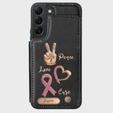 Peace Love Cure - Personalized Breast Cancer Awareness Wallet Phone Case