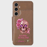 Skull And Ribbon - Personalized Breast Cancer Awareness Wallet Phone Case