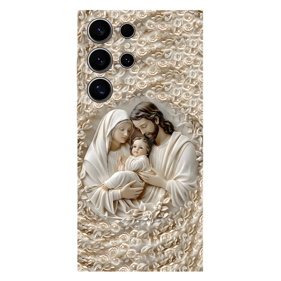 La Sainte Famille - Coque de téléphone personnalisée avec impression chrétienne intégrale