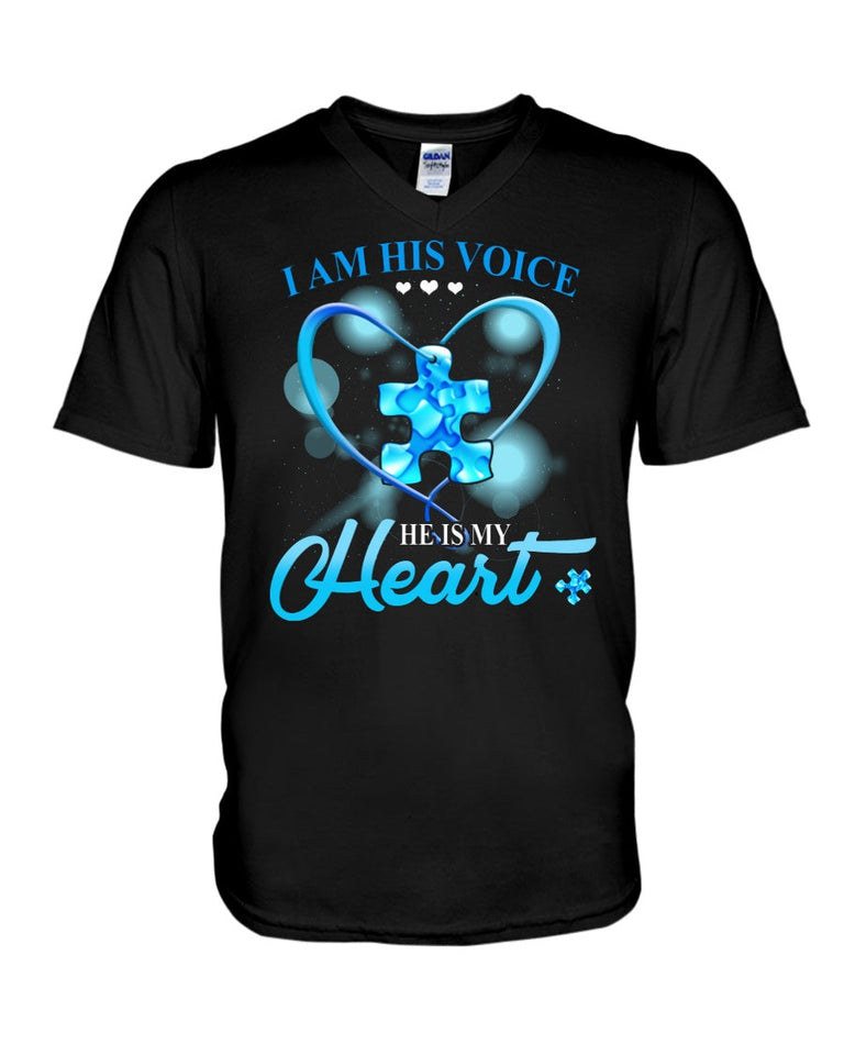 I Am His Voice He Is My Heart - Autism Awareness T-shirt and Hoodie 0520