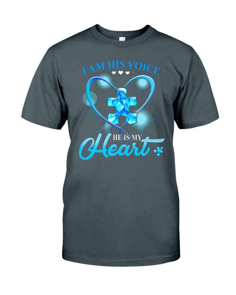 I Am His Voice He Is My Heart - Autism Awareness T-shirt and Hoodie 0520