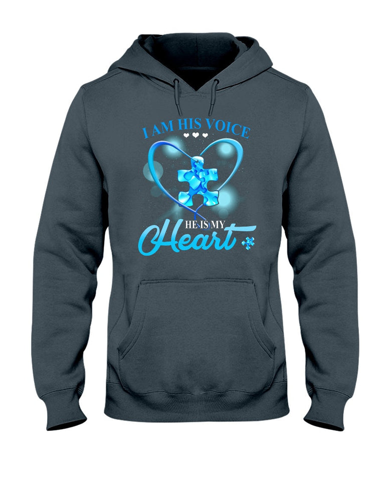 I Am His Voice He Is My Heart - Autism Awareness T-shirt and Hoodie 0520