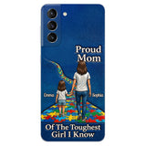 Proud Dad Of The Toughest Boy I Know - Personalized Autism Awareness 3D Embossed Leather Phone Case