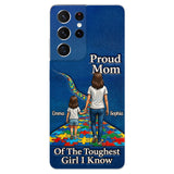 Proud Dad Of The Toughest Boy I Know - Personalized Autism Awareness 3D Embossed Leather Phone Case