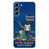 Proud Dad Of The Toughest Boy I Know - Personalized Autism Awareness 3D Embossed Leather Phone Case