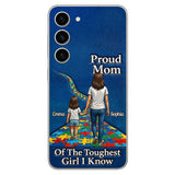 Proud Dad Of The Toughest Boy I Know - Personalized Autism Awareness 3D Embossed Leather Phone Case