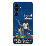 Proud Dad Of The Toughest Boy I Know - Personalized Autism Awareness 3D Embossed Leather Phone Case